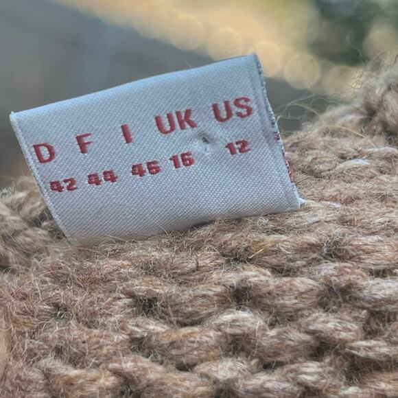 Mob Wife Chic Faux Fur Cable Knit Gilet Vest Western Tan Brown Sz 12 - Picture 4 of 9